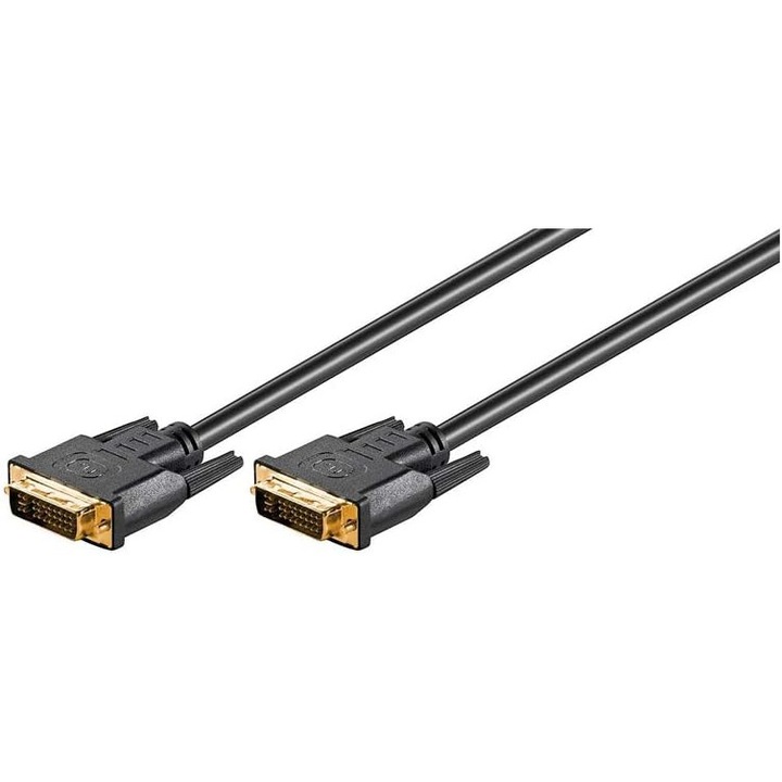 Cablu DVI-I Goobay Dual Link Full HD 2m, placat cu aur, cupru, ecranare dubla