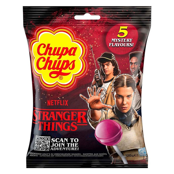 Acadele Chupa Chups Stranger Things, set 10 buc, arome mixte, 120g