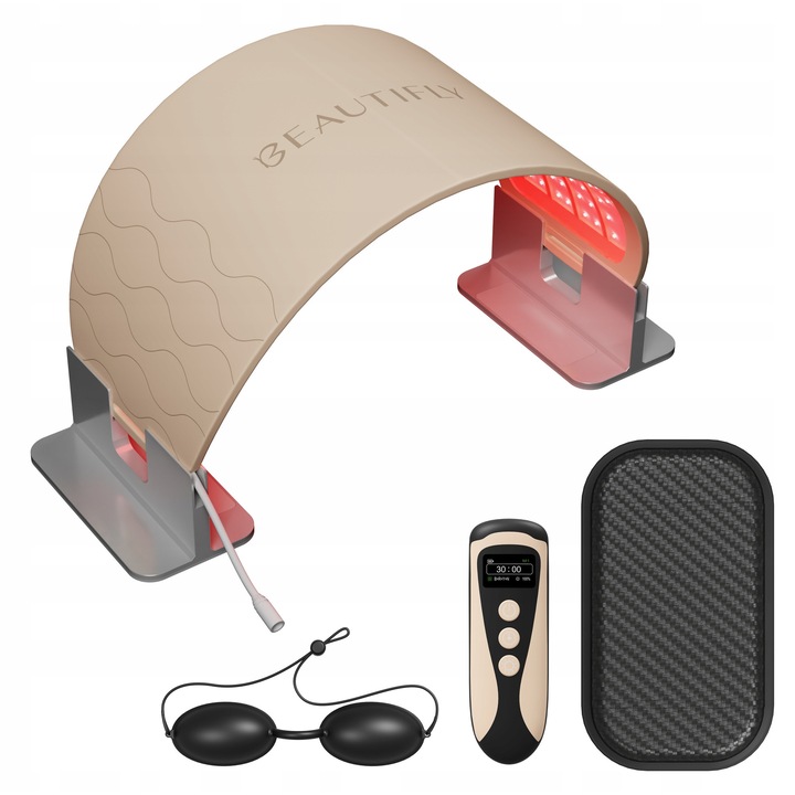 Panel LED de terapie Beautifly OmniLight Pro, 960 diode, 4 lungimi de unda, 600x200mm, set cu pilot, pernuta si ochelari de protectie