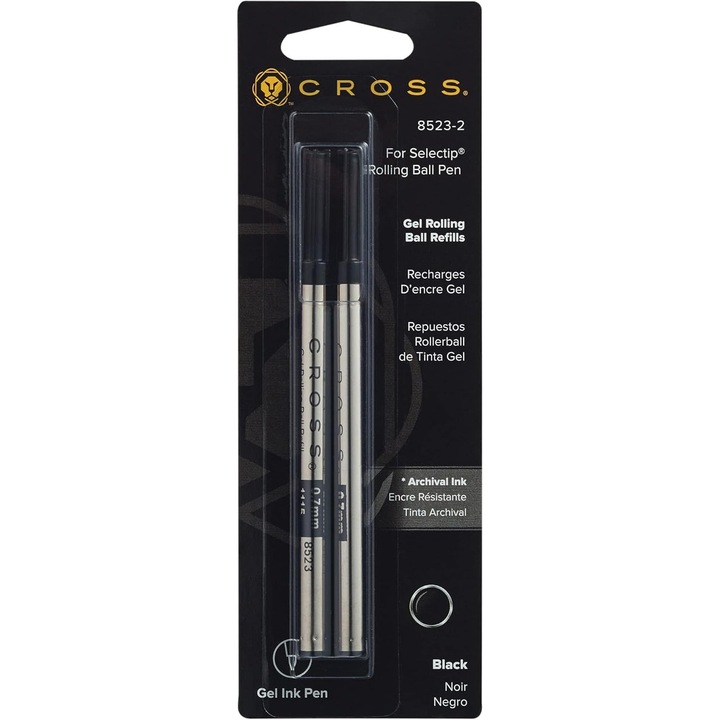 Rezerve gel Cross 8523-2, negru, set 2 bucăți, lățime linie 0.7 mm