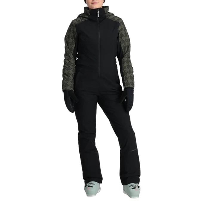Salopeta Schi dama Spyder Power Suit 2024, Negru/Kaki, 36