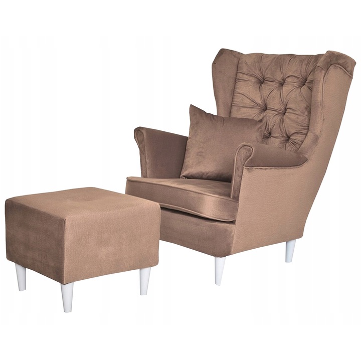 Fotel szett puffal, Family Meble, Gaja, Nude