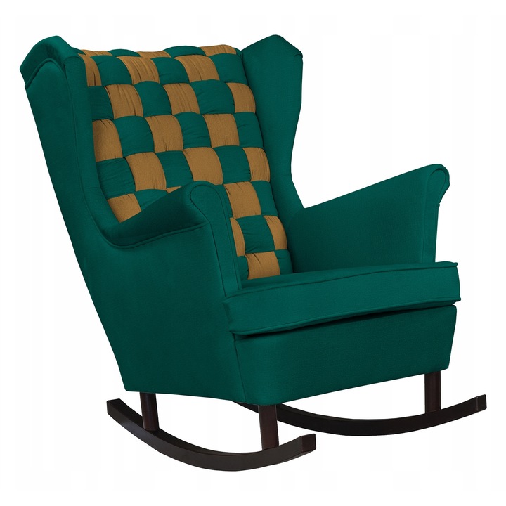 Családi bútor ringató fotel, Carol Duo, sötétzöld/arany
