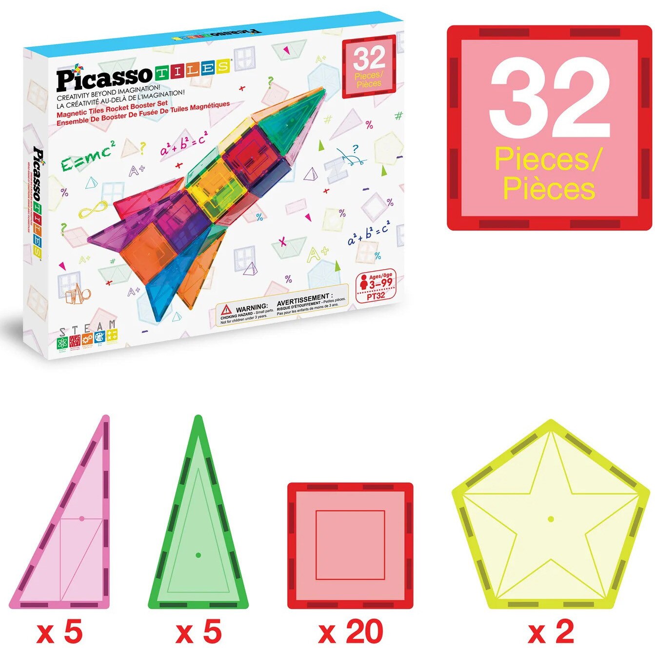 Set de constructie magnetic Picasso Tiles - Lansator racheta, 32