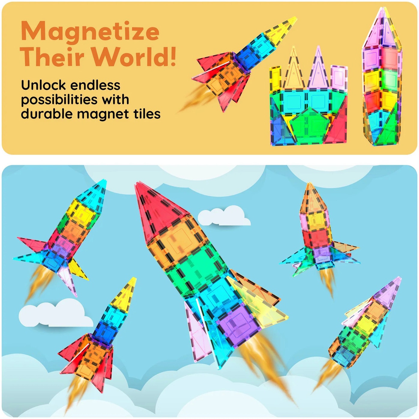 Set de constructie magnetic Picasso Tiles - Lansator racheta, 32
