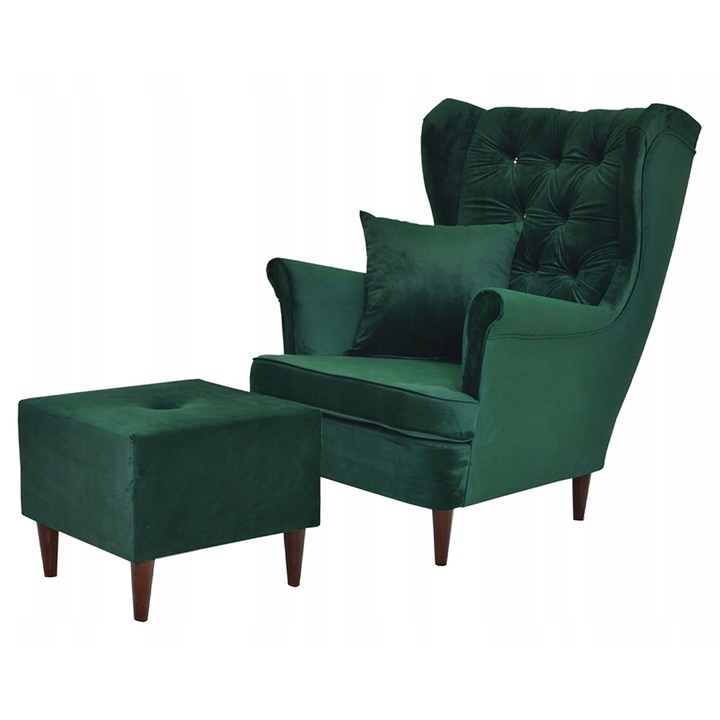 Fotel és puff szett, Family Meble, Gaja, Zöld