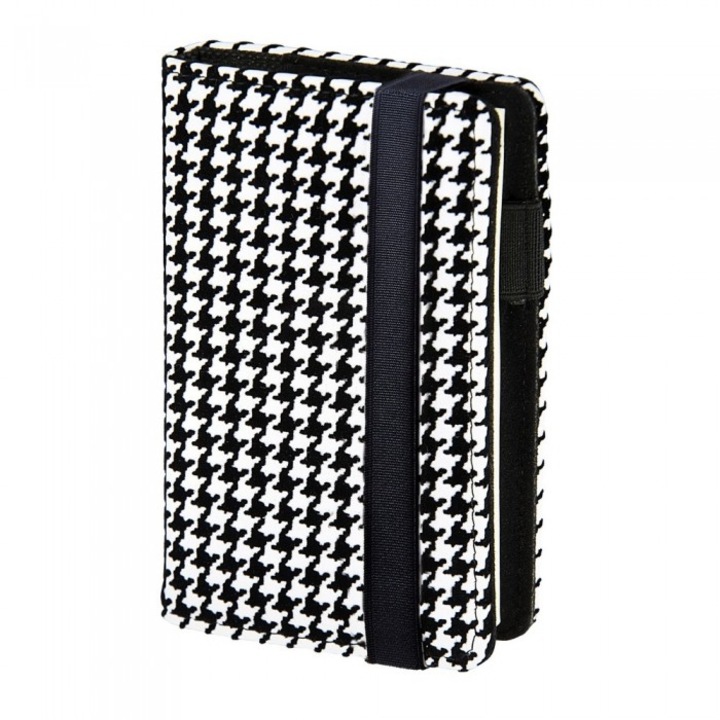 A6-os füzet gumival, I-DROPS, pepita mintás, fekete-fehér, 100 oldal