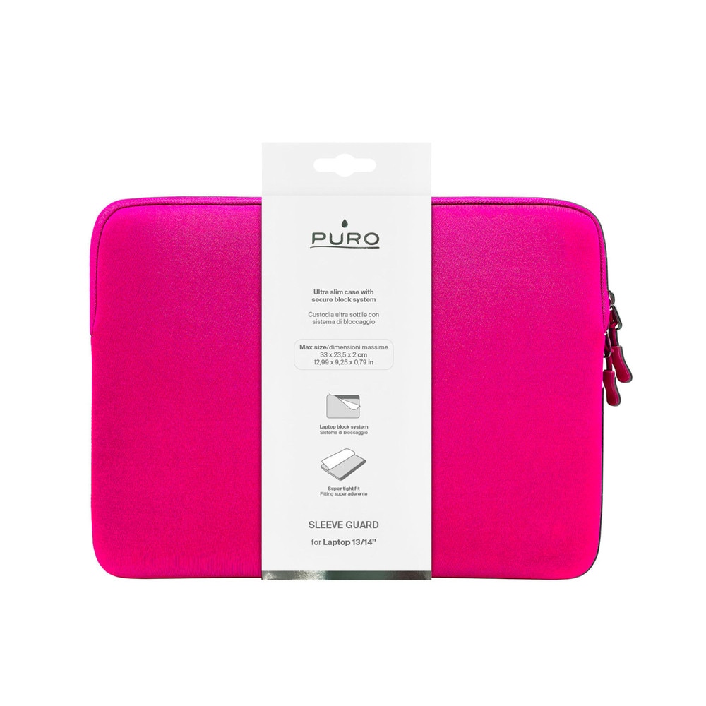 Husa din neopren Puro Slim Guard compatibila cu laptop 13-14 inch, Roz