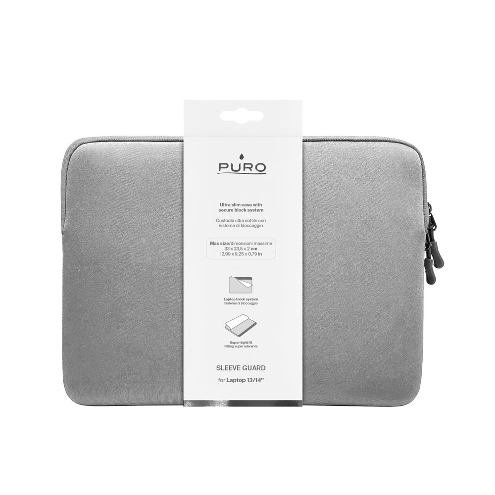 Husa din neopren Puro Slim Guard compatibila cu laptop 13-14 inch, Gri