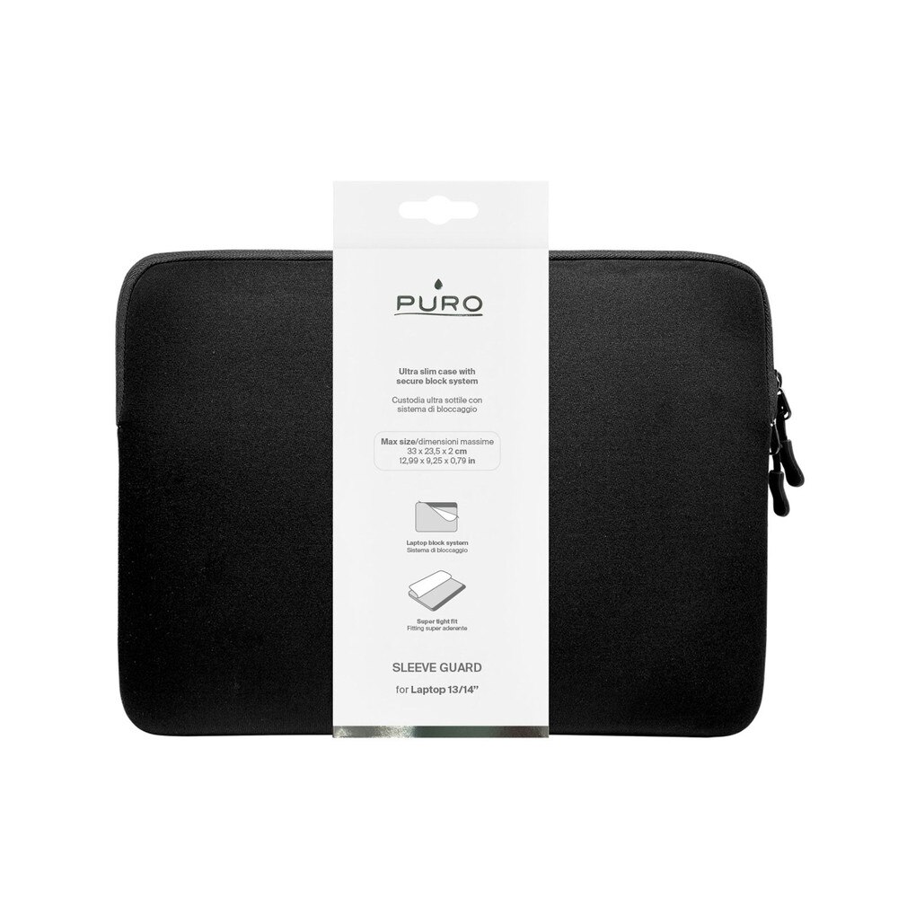 Husa din neopren Puro Slim Guard compatibila cu laptop 13-14 inch, Negru