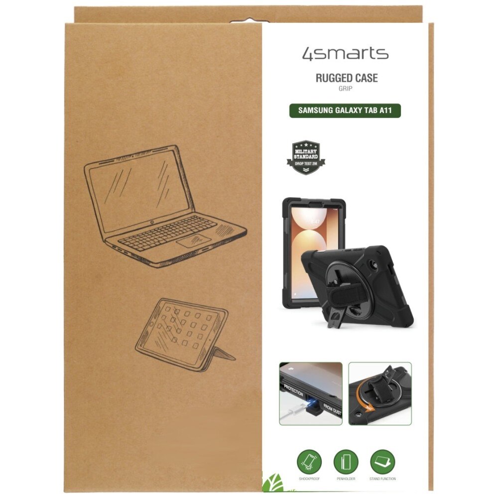 Carcasa 4smarts Rugged Case Grip compatibila cu Samsung Galaxy Tab A11, 8.7 inch, Negru