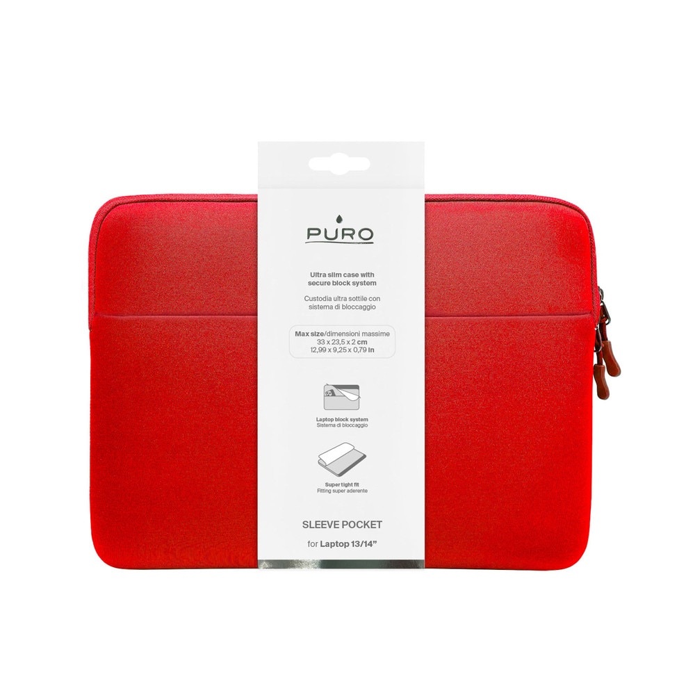 Husa din neopren Puro Slim Pocket compatibila cu laptop 13 inch, Rosu