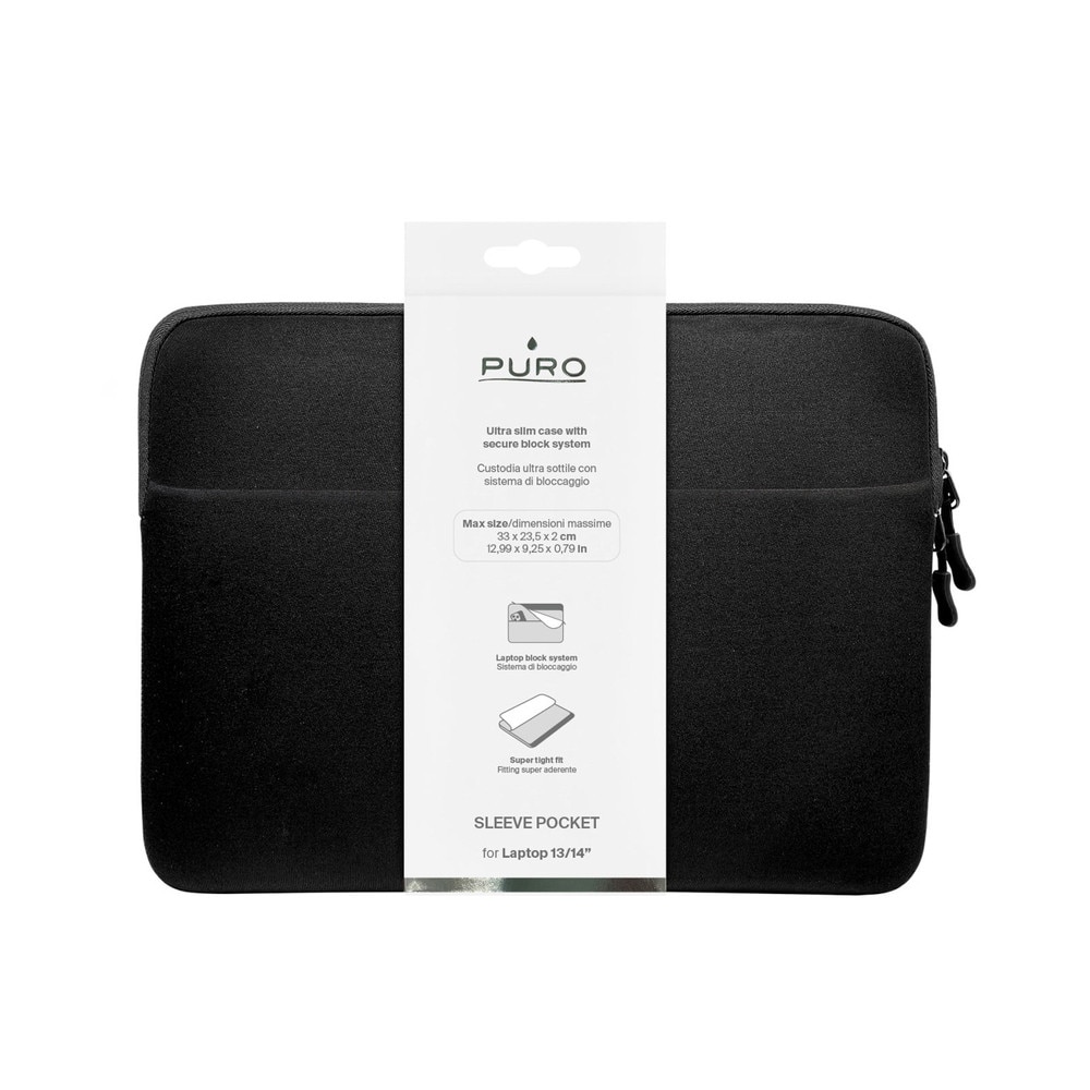 Husa din neopren Puro Slim Pocket compatibila cu laptop 13 inch, Negru