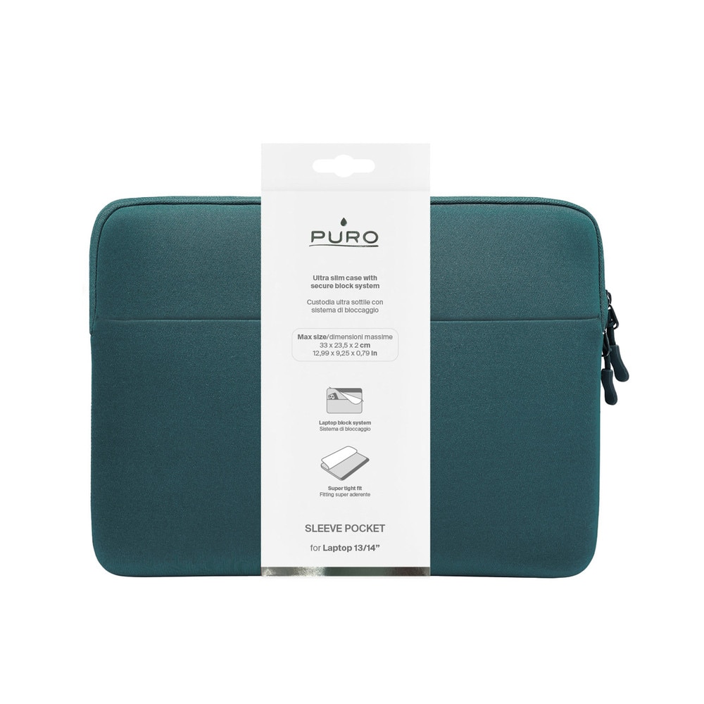 Husa din neopren Puro Slim Pocket compatibila cu laptop 13 inch, Verde