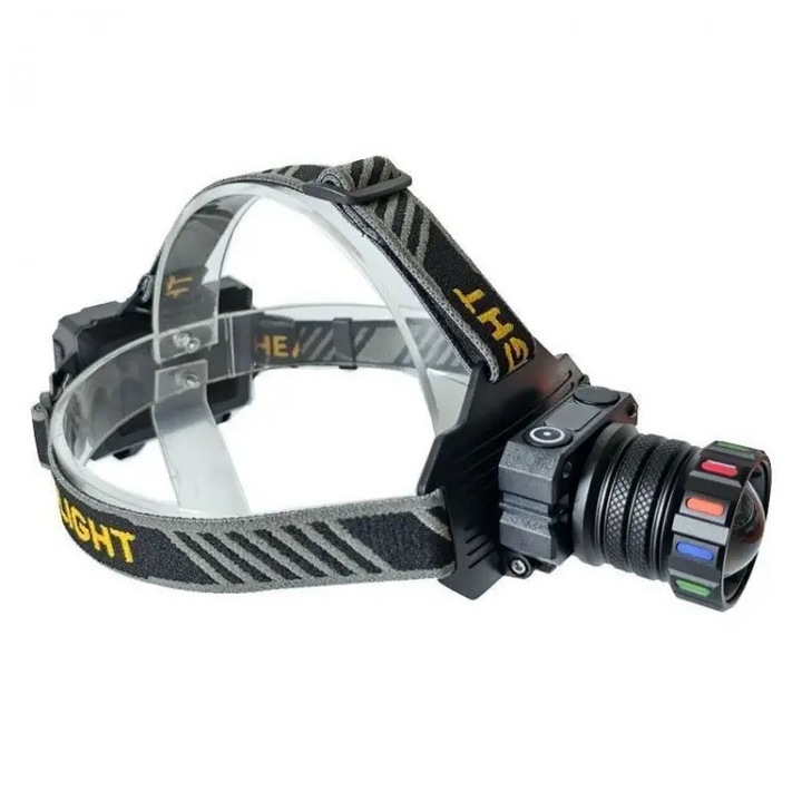 Lanterna frontala LED reincarcabila COBA CB-T701C, cu zoom, LED spate de siguranta
