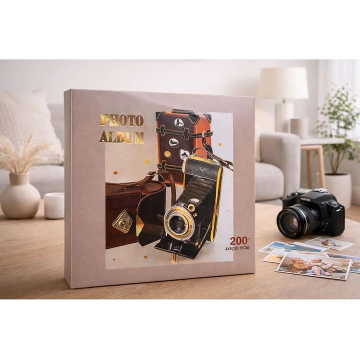 Album Foto Elegant, 200 Poze 10x15 cm, Coperta Premium, Cadou Perfect pentru Amintiri