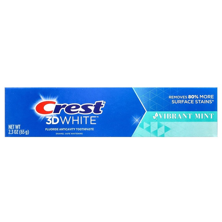 Паста за зъби, Crest, 3D White Vibrant Mint, Избелване на зъби и Свеж дъх, 65гр