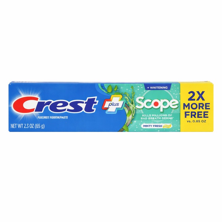 Паста за зъби, Crest, Scope Whitening Minty Fresh, Избелване и Свеж Дъх, 65гр