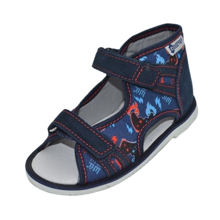 Ортопедични сандали с подсилена пета над глезена, платнени, за момчета, Renbut BS191A2-25, Тъмносин 25 EU