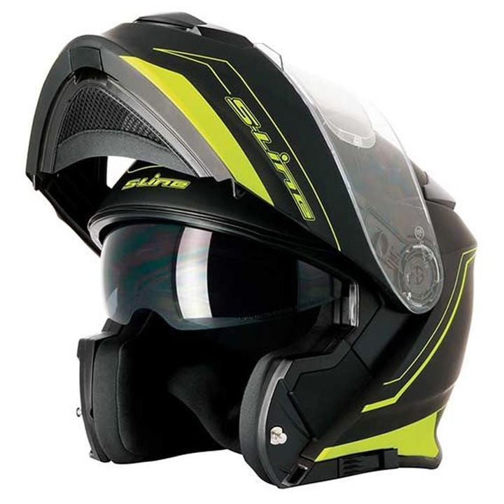 Casca moto SIFAM S-LINE flip-up S550 - negru/galben - XL (pinlock inclus)