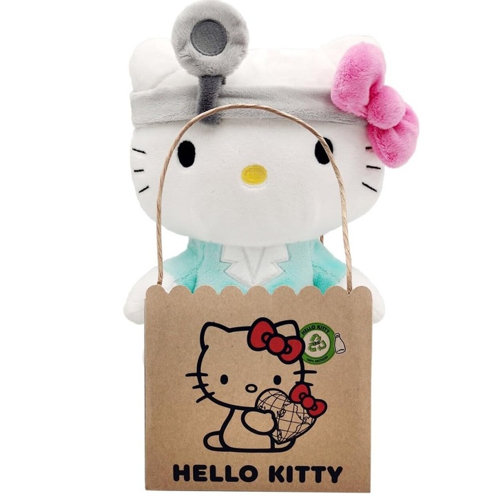 Hello Kitty Талисман Коте Доктор, 27см, Многоцветен, Подаръчна торбичка