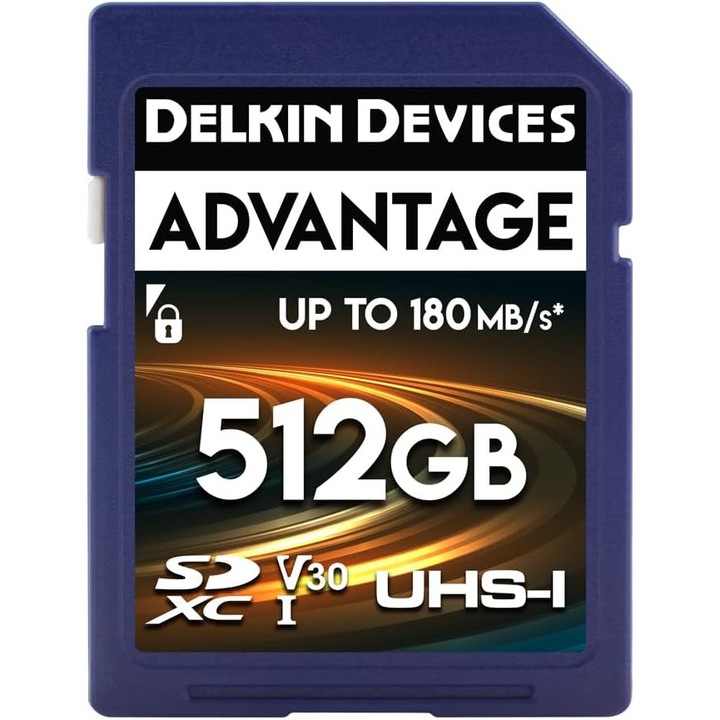 Memorie card Delkin Advantage SDXC 512GB - Viteza 180MB/s Citire, 150MB/s Scriere