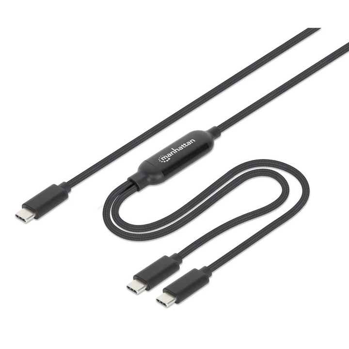 Cablu de incarcare USB-C Manhattan 100W 2m negru, 2xUSB-C, masculin/masculin