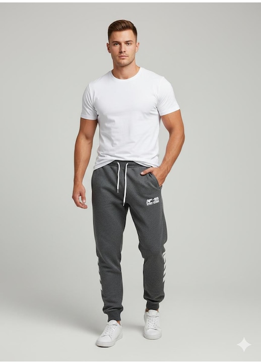 Pantaloni de trening barbat, gri inchis, Gri inchis