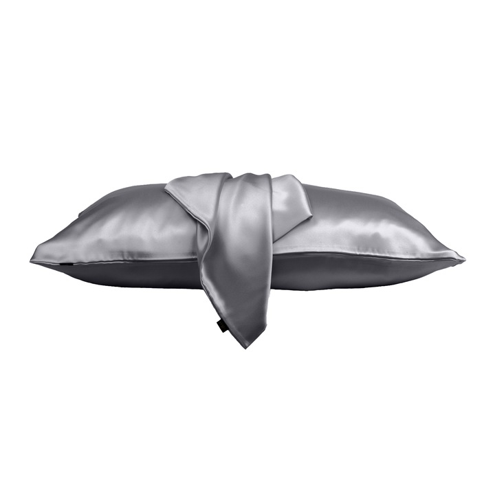 Fata de perna, Silkd, Matase Mulberry 22 momme, Gri, 50 x 70 cm
