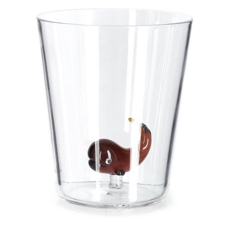 Set 6 pahare sticla decor Balena maro Ø9x10,5h