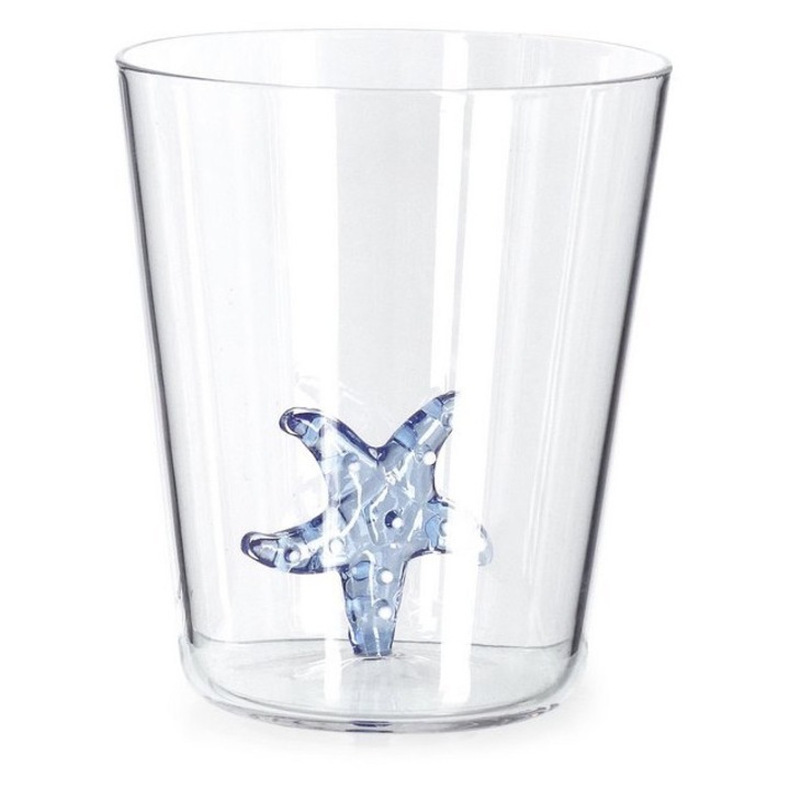 Set 6 pahare sticla decor Stea de Mare Ø9x10,5h