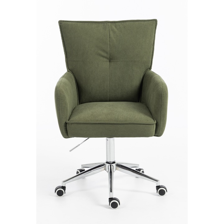 Scaun de birou, Votana, HR250K, Catifea Reiata Premium, Baza Cromata, Verde Salvie