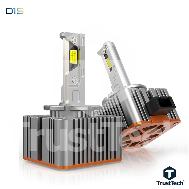 Bec LED Far Auto TrustTech D1S, 110W, 20000 lm, SET 2buc. 6500K, Canbus, 12-32V, Racire Avansata cu ventilator Silentios