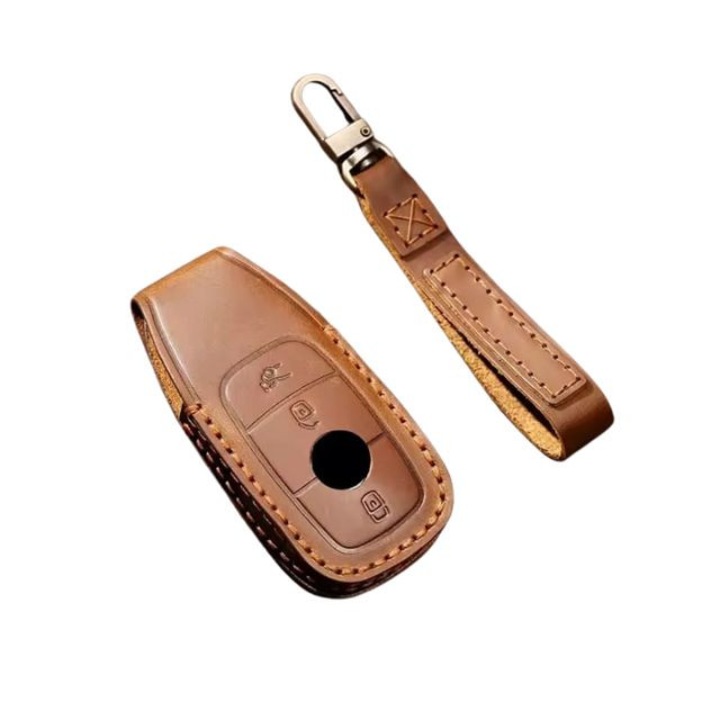 Husa cheie auto Mercedes, AUTOTOB®, din piele naturala, maro