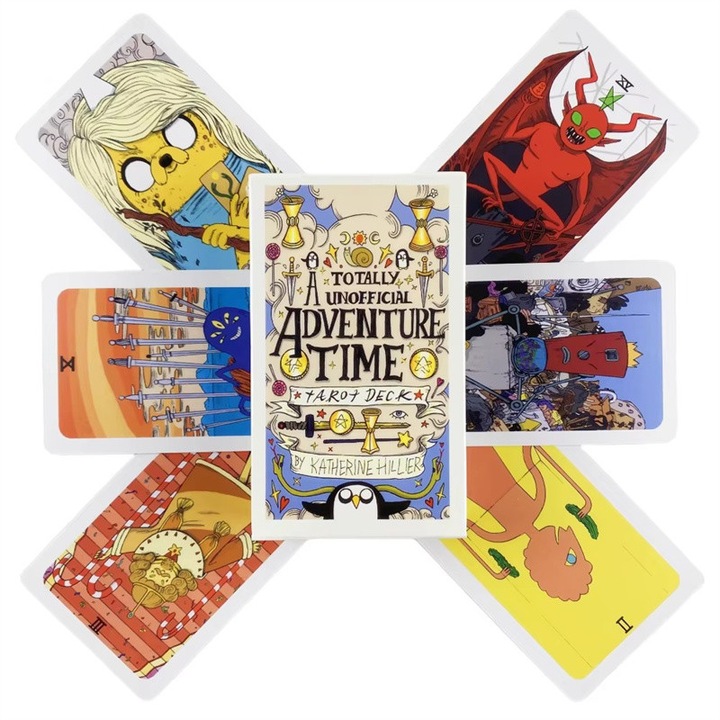 Set de carti de Tarot, potrivit pentru incepatori, pentru divinatie, predictie si colectionare, carti Oracol Adventure Time, versiune in limba engleza, 78 de carti
