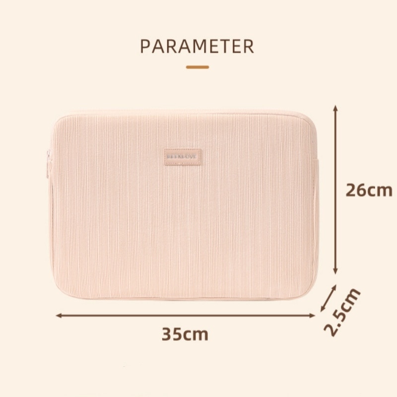Geanta pentru laptop de 14 inch cu captuseala din plus, stilata, eleganta, design ergonomic, usoara si portabila, 35x2.5x26cm, roz