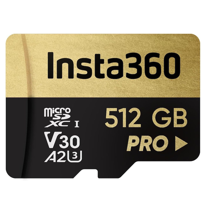 Card de memorie MicroSDXC Insta360 512GB, UHS-I, 100MB/s, A2, cu adaptor