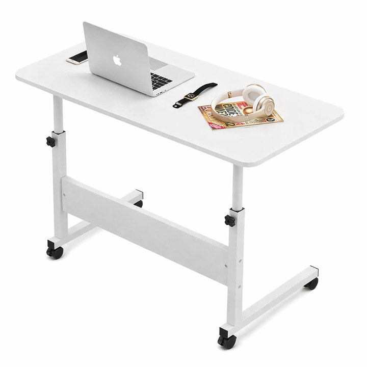 Masuta pentru laptop sau mic dejun, cu inaltime reglabila, Alb