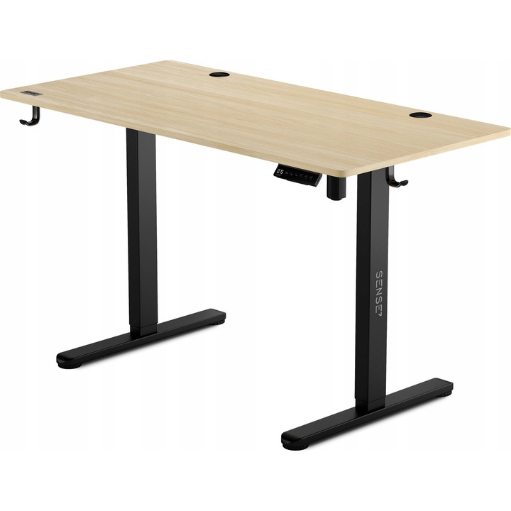 Birou electric Luka, 140x70cm, inaltime reglabila 72-118cm, negru/pina