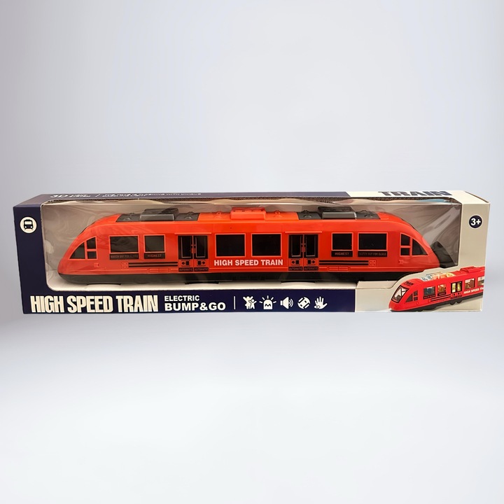 Tren electric, cu lumini și sunete, funcție Bump & Go, 44x7x7cm