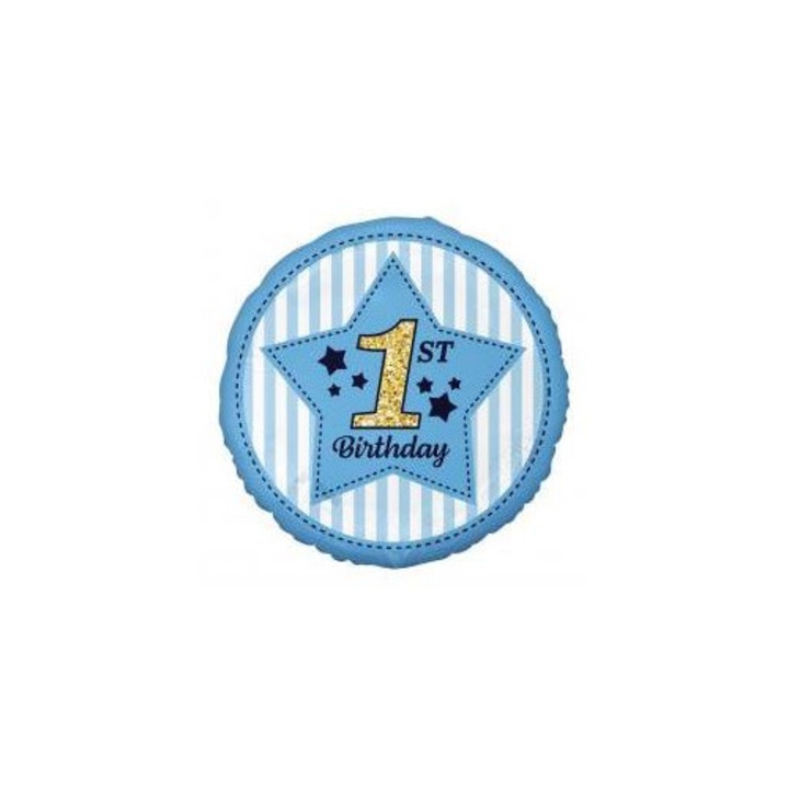 Fólia lufi 1. születésnapra, Luka, kék, 36 cm, 1 db-os szett.