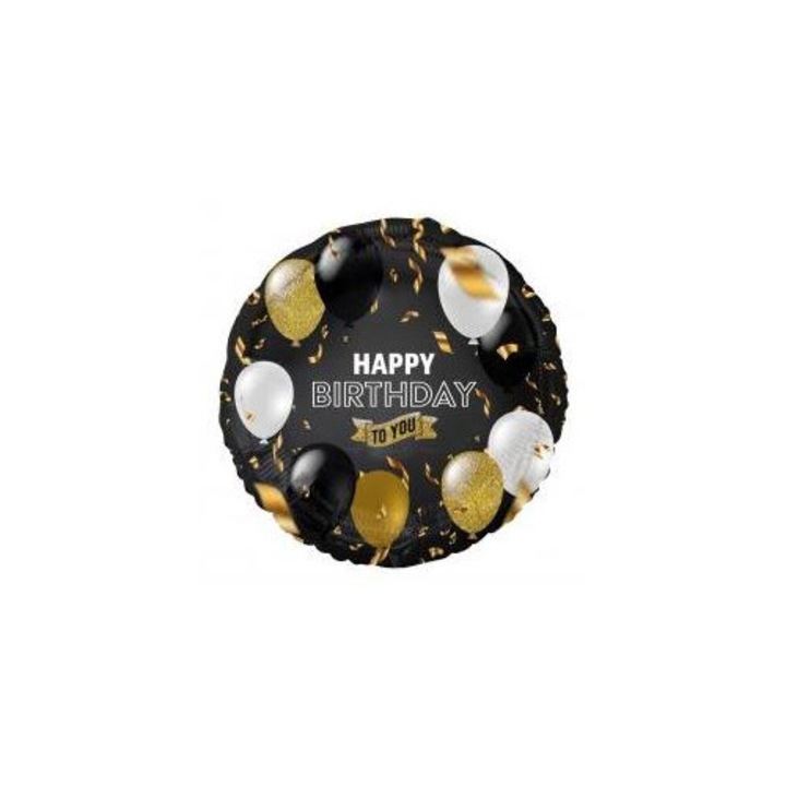 Fólia lufi, Luka, Boldog Születésnapot, 45cm, fekete, 1 db-os szett.