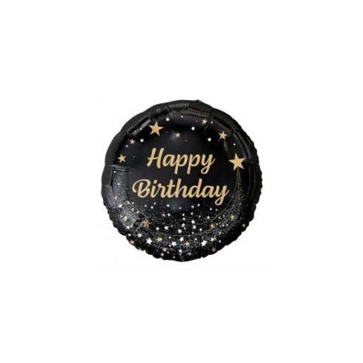 Fólia lufi Happy Birthday, fekete, 18 inch, 1 darabos szett