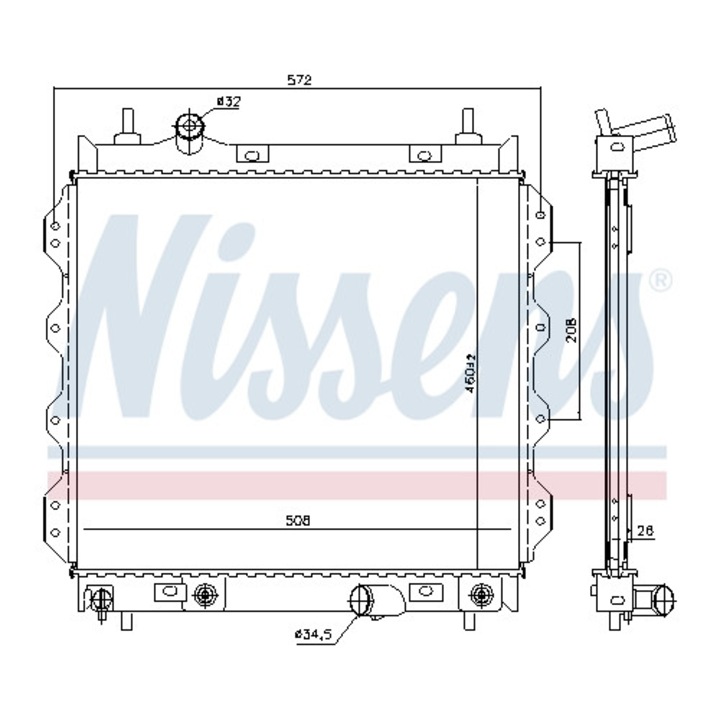 Radiátor, motorhűtés NISSENS 61002
