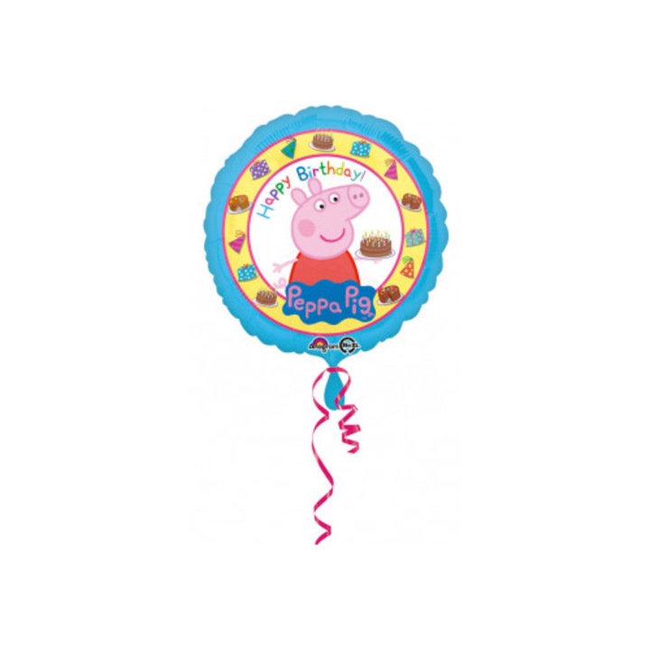 Fólia lufi Peppa malac, kerek, 43cm, parti szett
