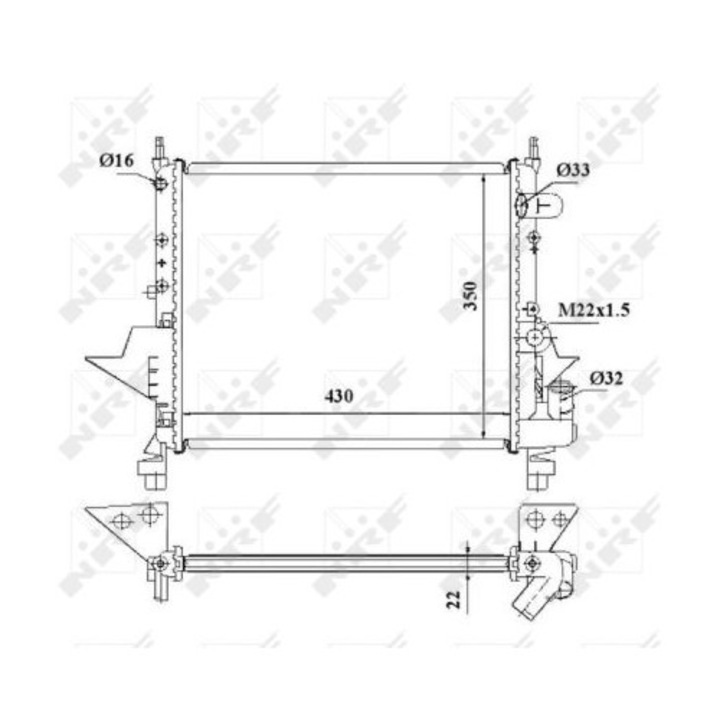 Radiátor, motorhűtés NRF 509513
