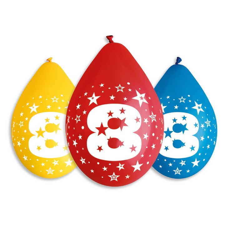 5 db-os lufiszett "8" számmal, Luka, különleges design, könnyen felfüggeszthető, sokszínű