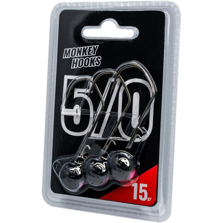Capete JIG Monkey Lures, set 3 bucăți, 5/0, 15g, negru