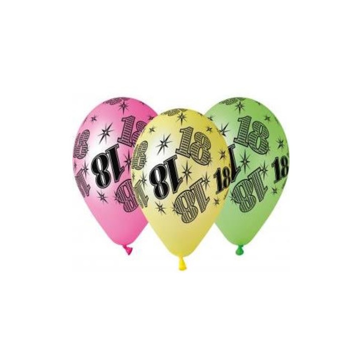 Fluoreszkáló lufik 12", Luka, 5 darabos szett, sokszínű, 30 cm