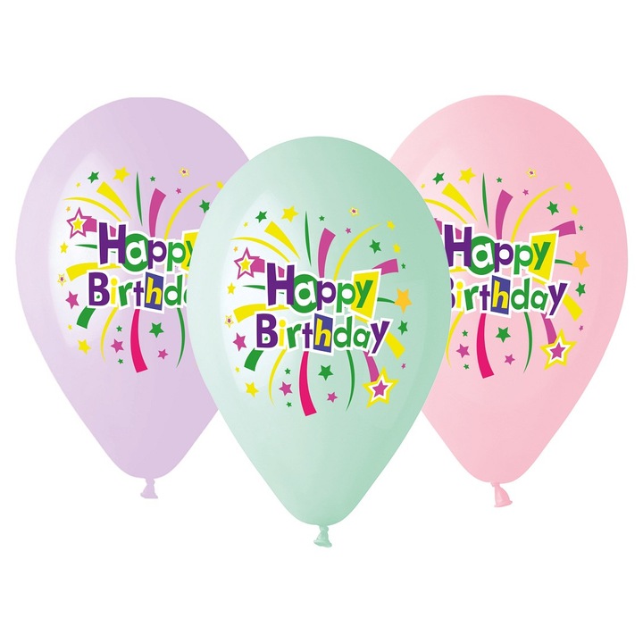 Luka léggömb szett, 5 darab, 13 hüvelykes, ibolya, menta, rózsaszín